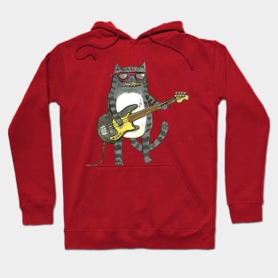 This Cat is jammin' on a bass guitar Hoodie